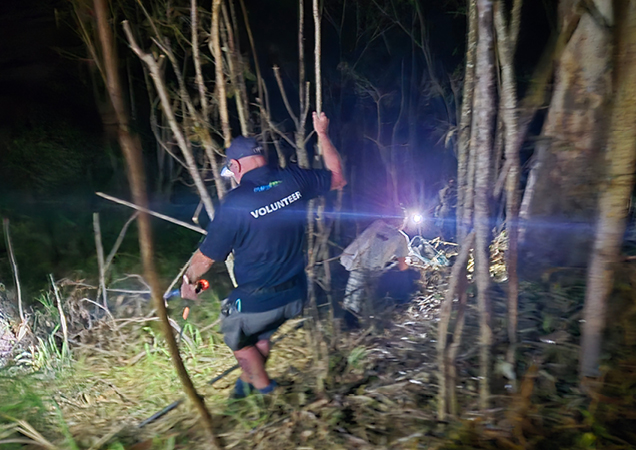 RSPCA Volunteers rescuing bats at Esk.